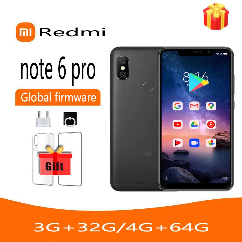 

Смартфон Xiaomi Redmi Note 6 Pro с глобальной прошивкой, Snapdragon 6366,26 дюйма, 2280x1080 пикселей, 4000 мАч