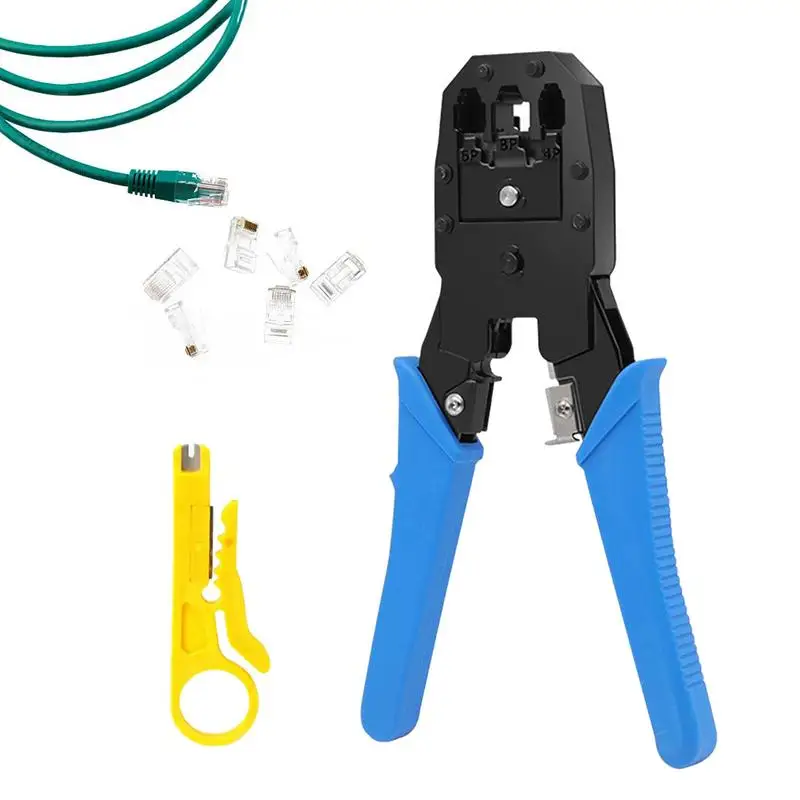 

Crimping Tool Kit 3-in-1 Network Cable Crimping Plier Cable Stripper Multi-Purpose Hand Cutting Tools Stripping Pliers Telephone
