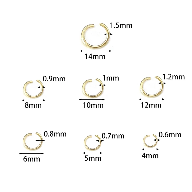 

50-200Pcs/Lot Iron Open Jump Ring Connectors 4/6/7/8/9/10/15mm Dia Round Gold Color Split Rings For DIY Jewelry Making Findings