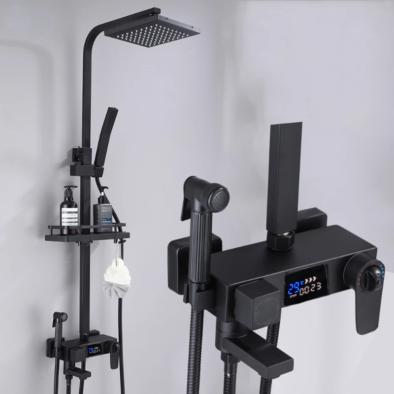 Black Display Thermostatic Shower Faucet Set Brass Multi-Function Can Extend High Quality Bathroom Bathtub Tap
Black Display Thermostatic Shower Faucet Set Brass Multi-Function Can Extend High Quality Bathroom Bathtub Tap