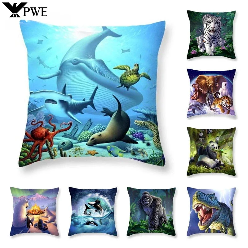 

Cute Ocean Animal Cushion Cover Sofa Bedroom Living Room Car Soft Cushion Fashion Home Decorative Pillowcase 45*45cm