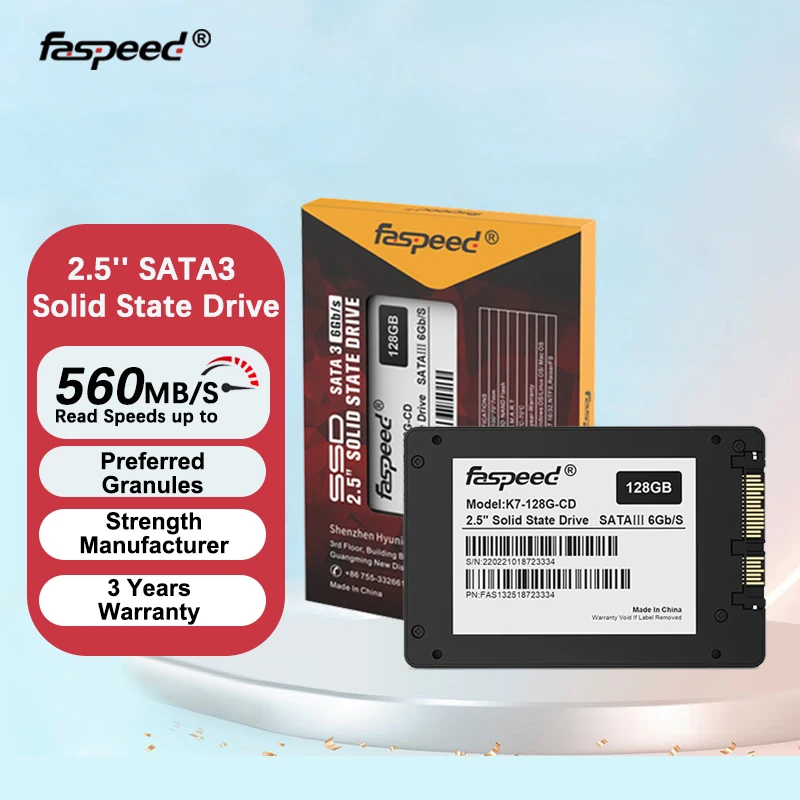 

Faspeed 2.5 SATA 3 SSD 1TB 256GB 512GB Solid State Disk 128GB 2TB Internal SATA3 Hard Disk 256 512 GB HDD For PC Desktops Laptop