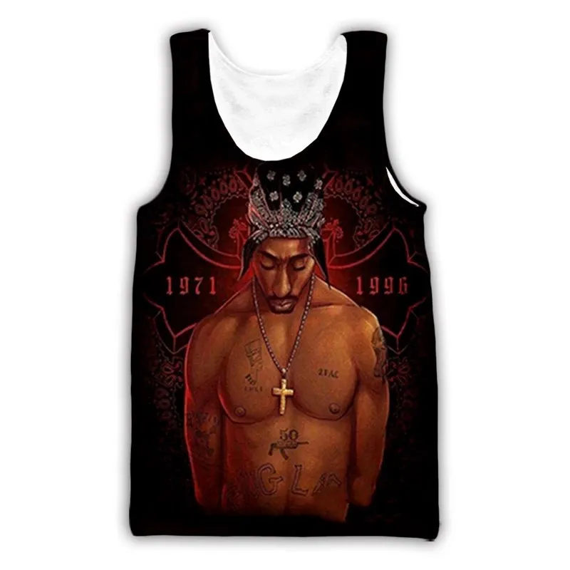 

HOT 2pac 3D Printed Casual Tank Tops Summer Undershirt Shirts Streetwear for Men/Women Fashion Vest Size S-7XL