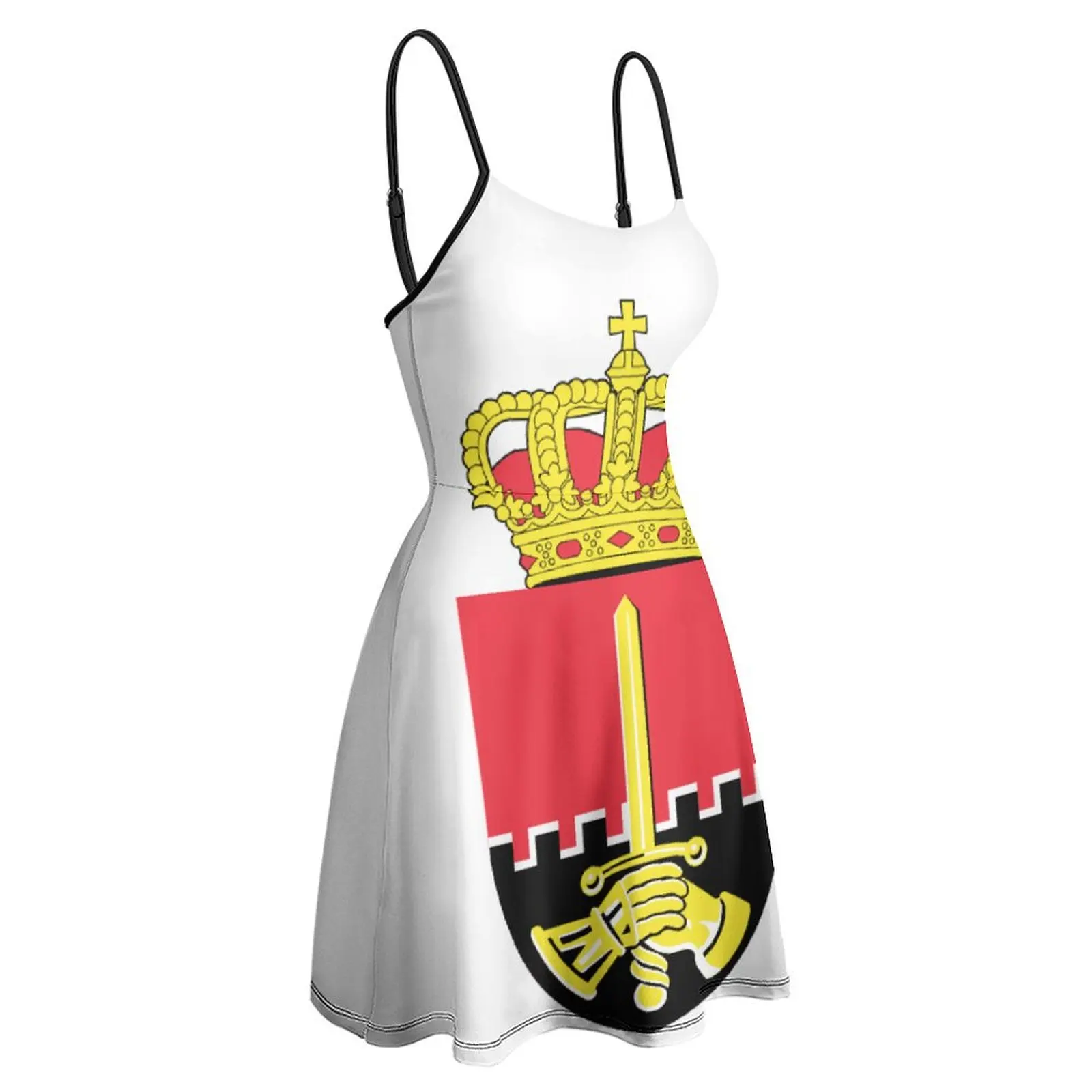 

Flag of The Belgian Land Component Classic Exotic Woman's Gown Women's Sling Dress Humor Graphic Cocktails Strappy Dress