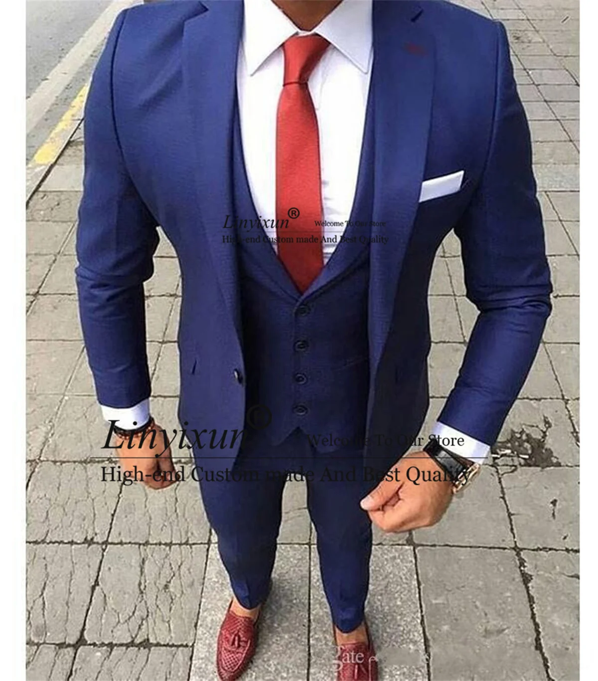 Formal Slim Fit Blue Groom Tuxedos Notch Lapel Men Suits 3 Pieces Sets Wedding Male Prom Party Blazer Business Costume Homme
Formal Slim Fit Blue Groom Tuxedos Notch Lapel Men Suits 3 Pieces Sets Wedding Male Prom Party Blazer Business Costume Homme