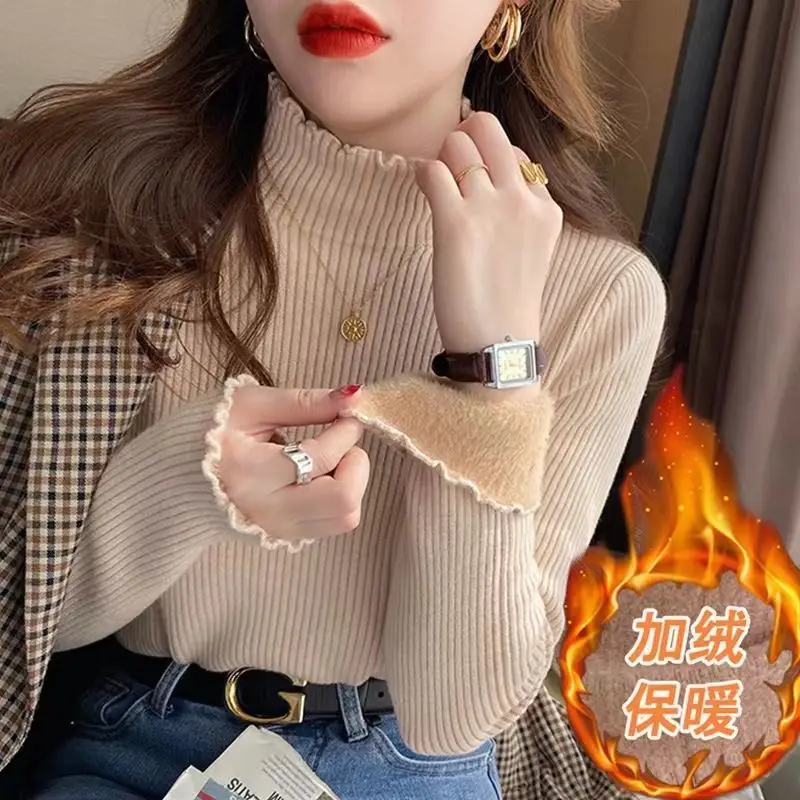 Winter Warm Sweater Pullover Women Slim Thicken Plush Velvet Lined Knitwear Jumper Half Turtleneck Poleras Soft Knit Tops A61
Winter Warm Sweater Pullover Women Slim Thicken Plush Velvet Lined Knitwear Jumper Half Turtleneck Poleras Soft Knit Tops A61