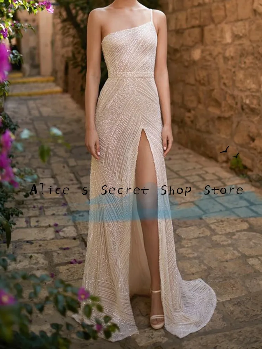 Luxury Exquisite Sequined Prom Dress Sexy One Shoulder Mermaid Evening Dress Beading Wedding Party Formal Gown For Women
Luxury Exquisite Sequined Prom Dress Sexy One Shoulder Mermaid Evening Dress Beading Wedding Party Formal Gown For Women