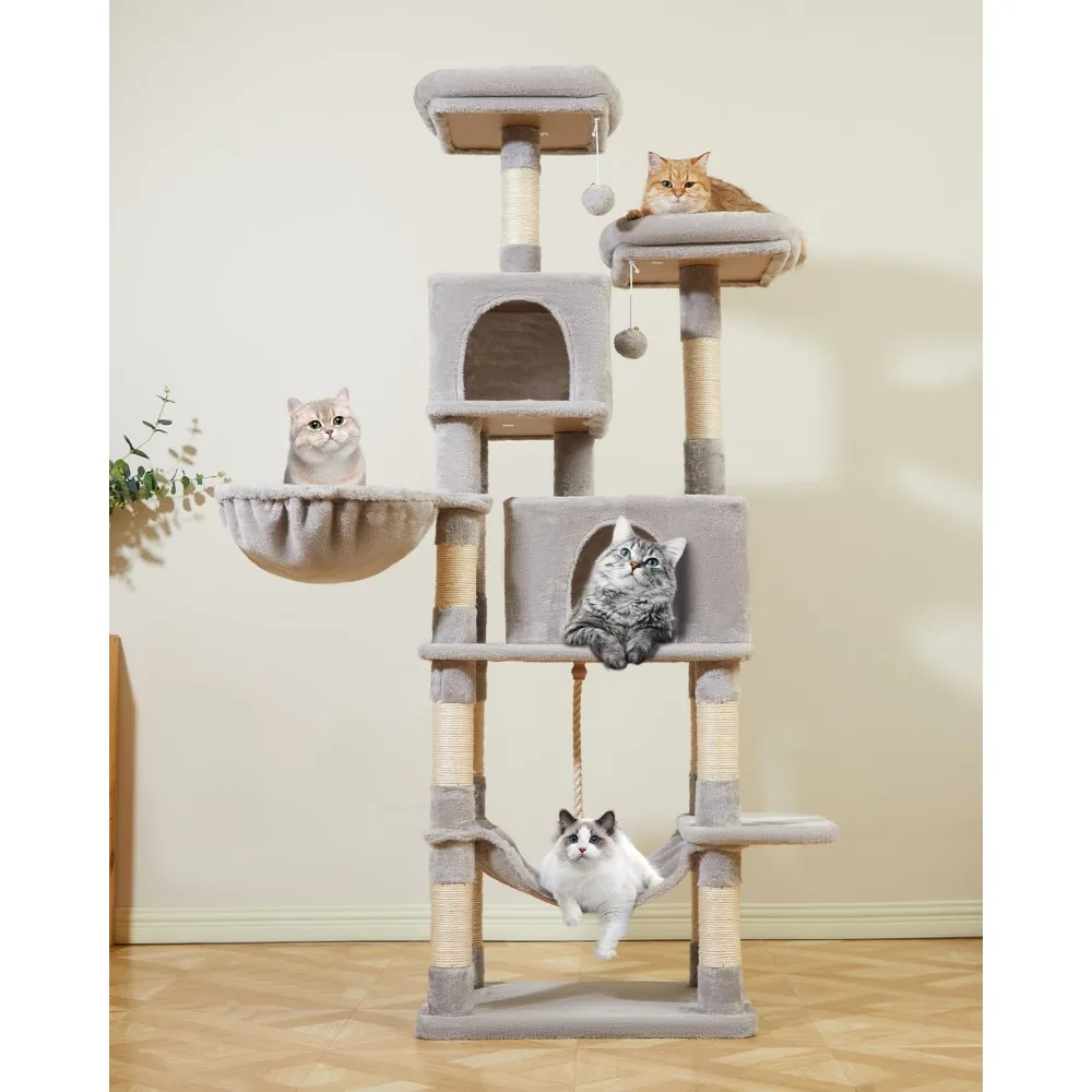 Cat tree, kitten plush apartment, with scratching pillars, plush bass, hammock and plush ball, cat tower
Cat tree, kitten plush apartment, with scratching pillars, plush bass, hammock and plush ball, cat tower