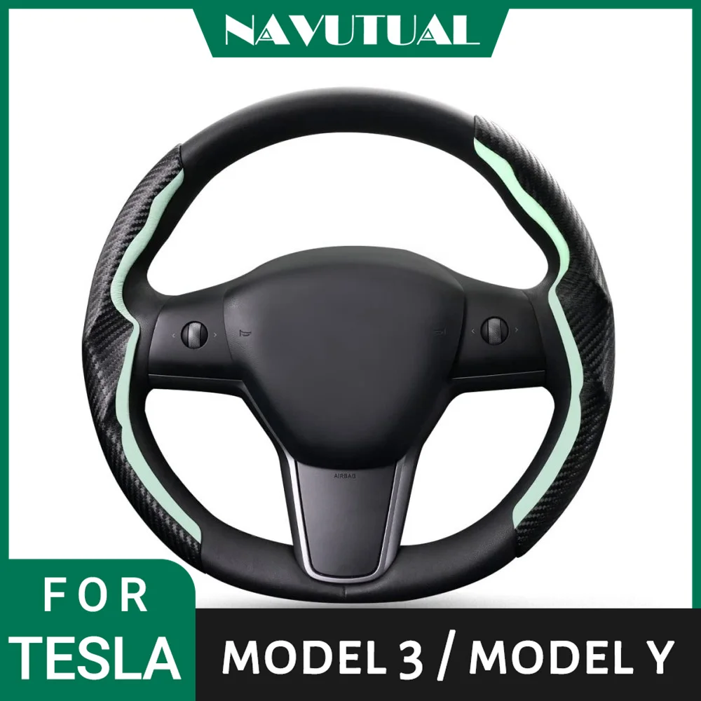Carbon Fiber Steering Wheel Cover For Tesla Model Y 2020-2023/Model 3 2017-2023 Anti Skid Leather Steer Wheel Cover Protector
Carbon Fiber Steering Wheel Cover For Tesla Model Y 2020-2023/Model 3 2017-2023 Anti Skid Leather Steer Wheel Cover Protector