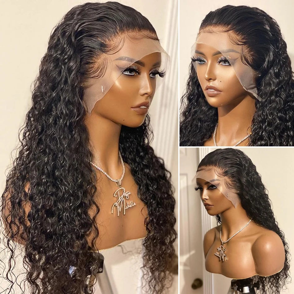 

Soft 26Inch Long Black Kinky Curly 180Density Deep Lace Front Wig For Women Babyhair Preplucked Glueless Daily Cosplay