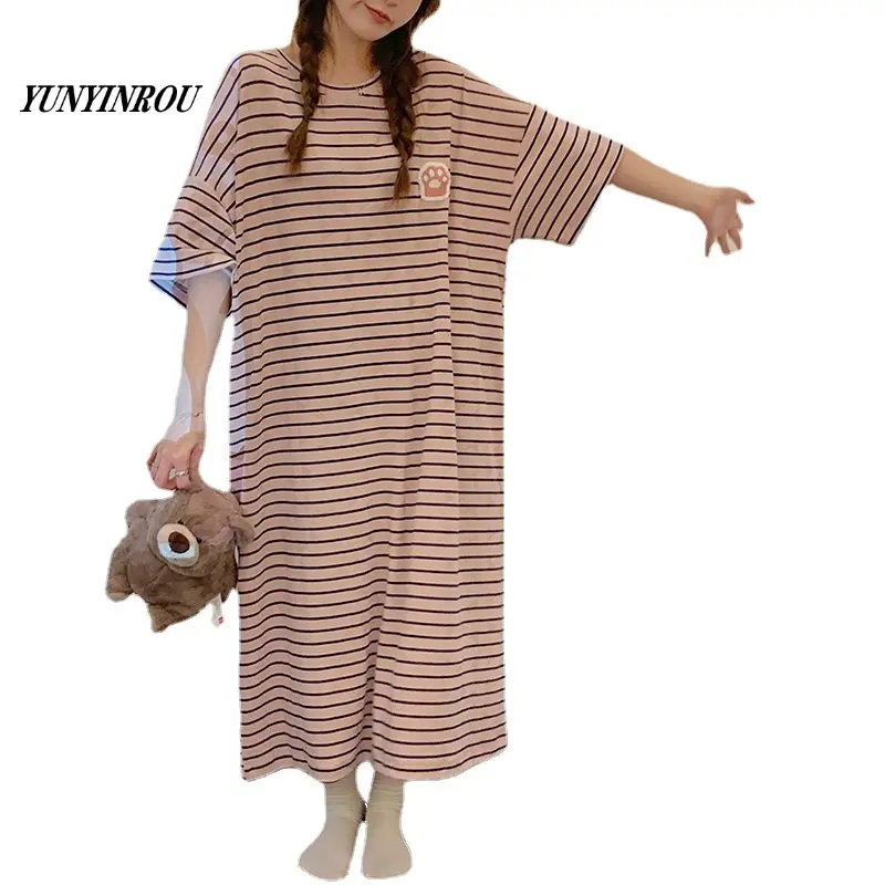 Summer Knitted Jacquard Kawaii Girls Pink Striped Sleep Dress Womens Nightgowns Nighttie Sleepshirts Ladies Dresses Home Fashion
Summer Knitted Jacquard Kawaii Girls Pink Striped Sleep Dress Womens Nightgowns Nighttie Sleepshirts Ladies Dresses Home Fashion
