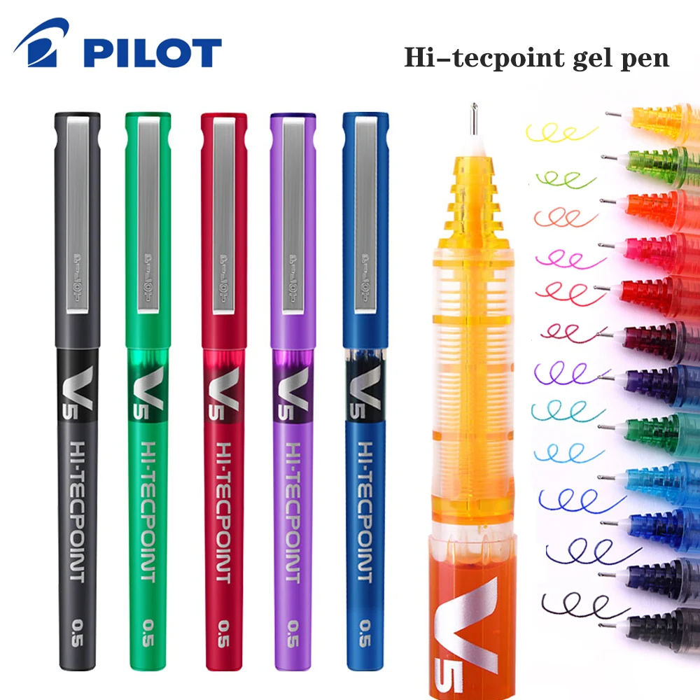 

4/6/12 Japan Pilot BX-V5 Gel Pen Hi Tecpoint Straight Liquid Color Ink Cute Stationery 0.5mm Signature Pen School Supplies