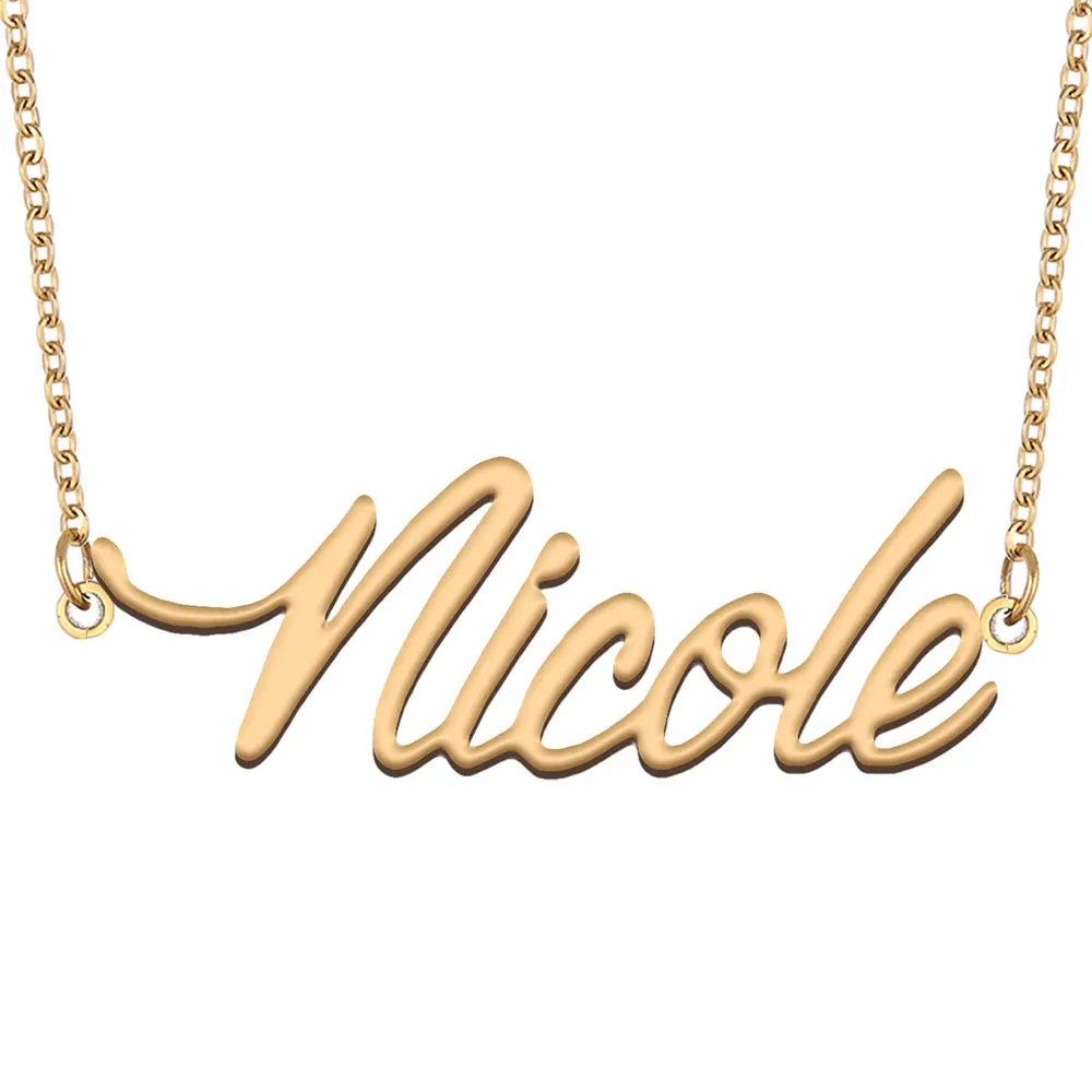 Nicole Name Necklace for Women Stainless Steel Jewelry Gold Plated Nameplate Pendant Femme Mothers Friends Gift
Nicole Name Necklace for Women Stainless Steel Jewelry Gold Plated Nameplate Pendant Femme Mothers Friends Gift