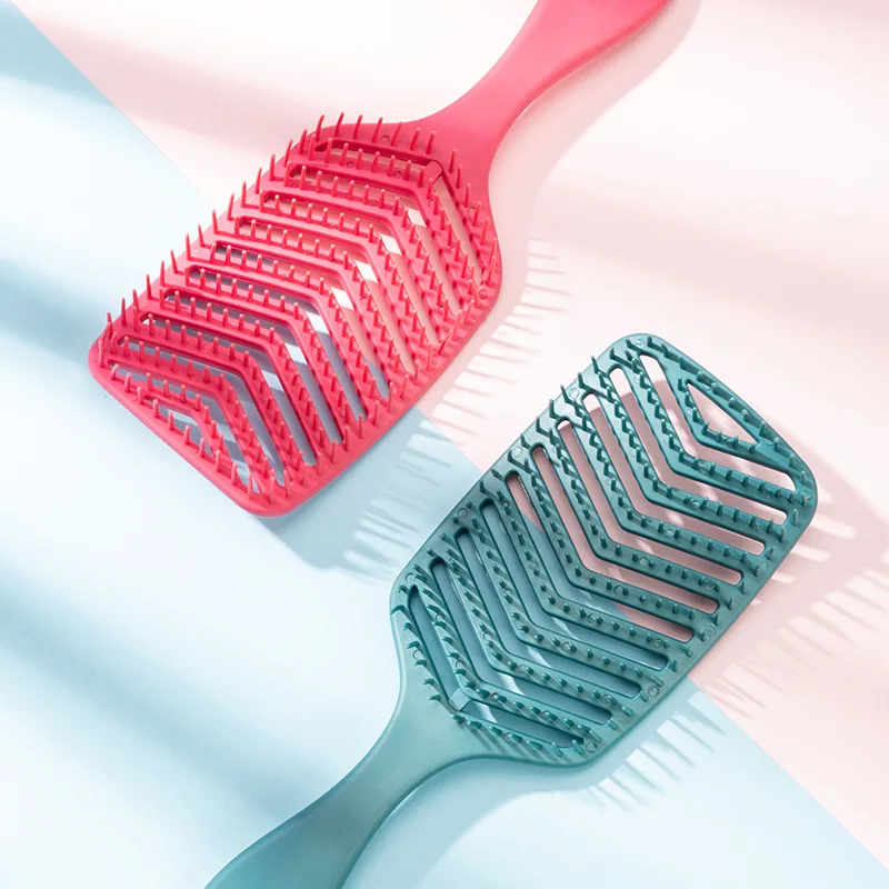 

Wide Tooth Hairdressing Comb Soft Teeth Rib Curling Comb Hair Style Comb Curved Comb Scalp Massage Comb V Shape Air Cushion Comb