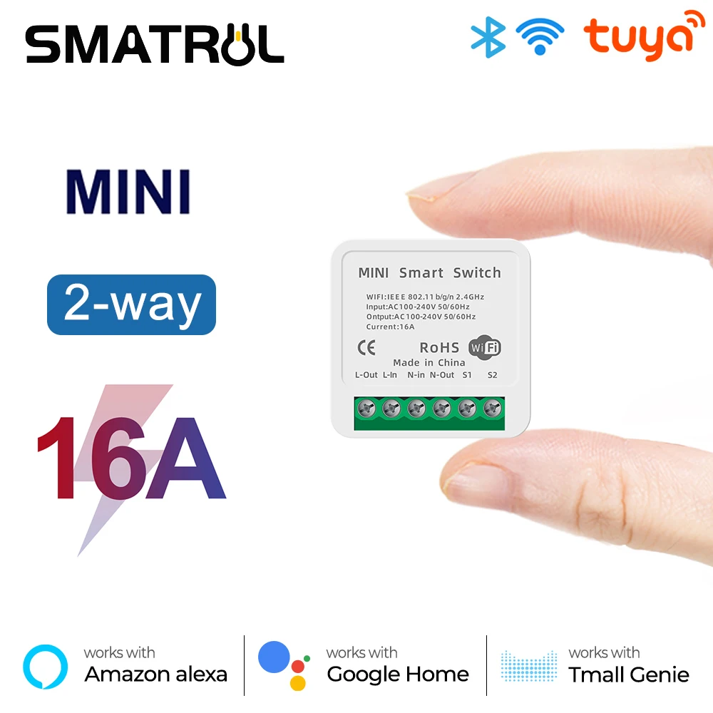 SMATRUL Tuya 16A Mini Smart Wifi DIY Universal Switch For 2 Way Control Automation Module Voice Relay Timer Google Home Alexa
SMATRUL Tuya 16A Mini Smart Wifi DIY Universal Switch For 2 Way Control Automation Module Voice Relay Timer Google Home Alexa