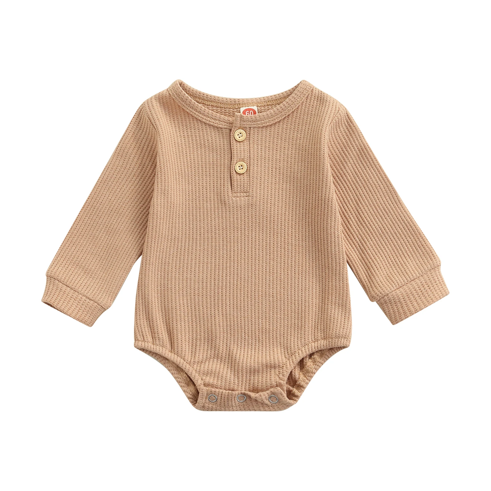 

Infant Baby Girl Boy Waffle Knit Romper Newborn Long Sleeve Crewneck Bodysuit Jumpsuits Pullover Fall Winter Clothes 0-18M