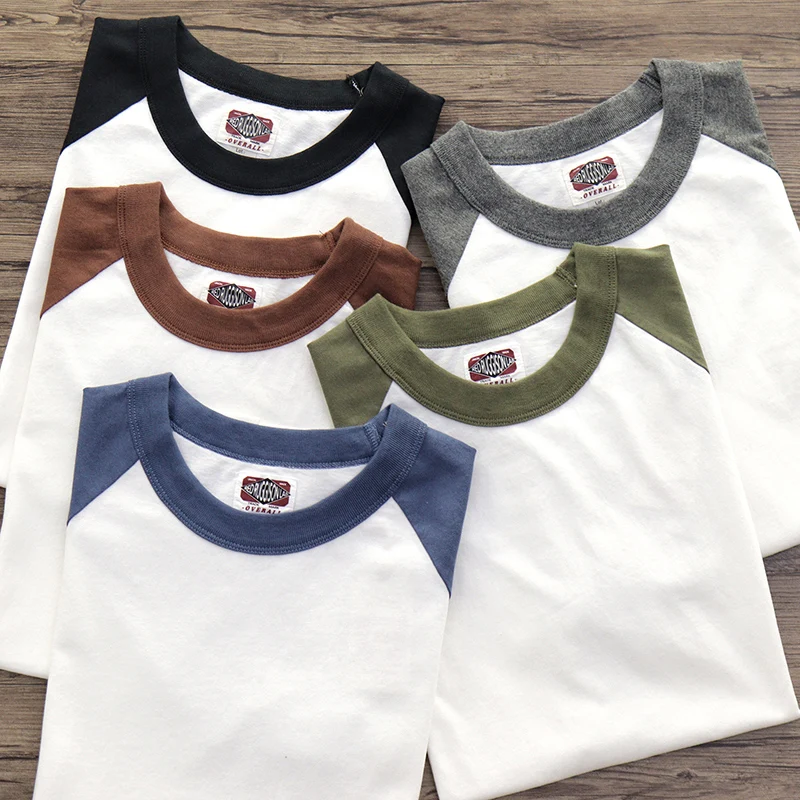 Summer Heavyweight Raglan Sleeve Two-color Stitched T-shirt Men's Fashion Short-sleeved O-neck 100% Cotton Washed Casual Tops
Summer Heavyweight Raglan Sleeve Two-color Stitched T-shirt Men's Fashion Short-sleeved O-neck 100% Cotton Washed Casual Tops