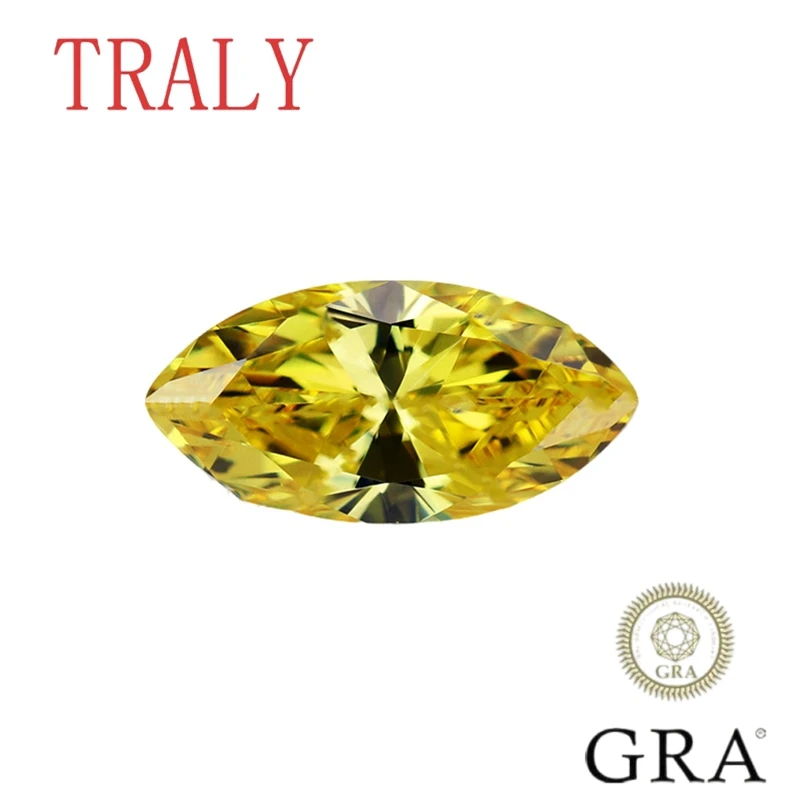 

Yellow Colour Moissanite Loose Stone Marquise Cut Lab Grown 1CT- 3CT Gemstone Pass Diamond Teste with GRA Certificate Jewelry