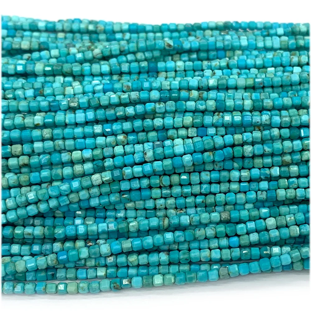 

Veemake Blue Turquoise Edge Cube Faceted Beads For Jewelry Making Natural Stones Gemstones DIY Necklace Bracelets Earrings 07665