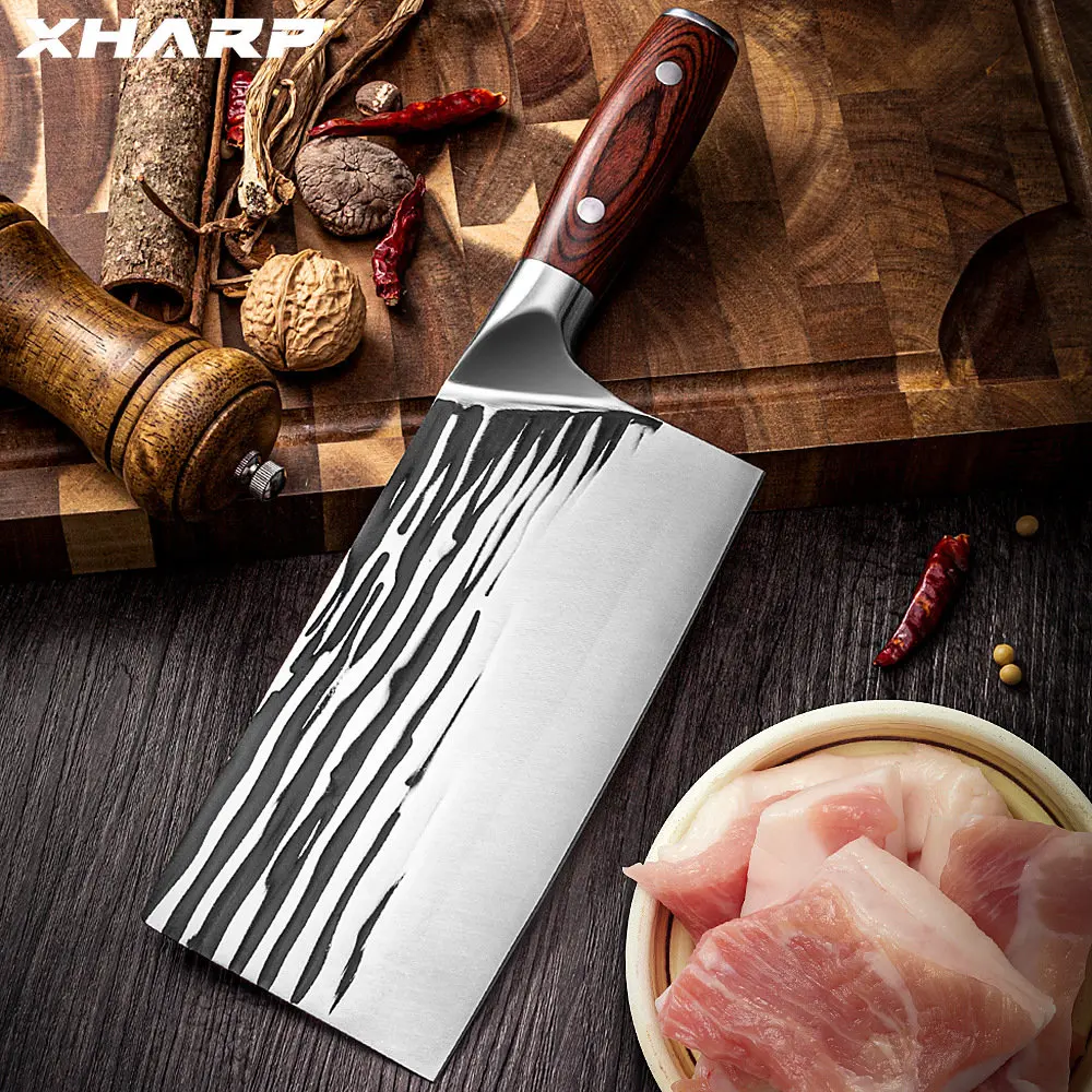 

Нож кованый ручной работы 9Cr18 Cleaver 60HRC, удобный кухонный инструмент с деревянной ручкой, прочный