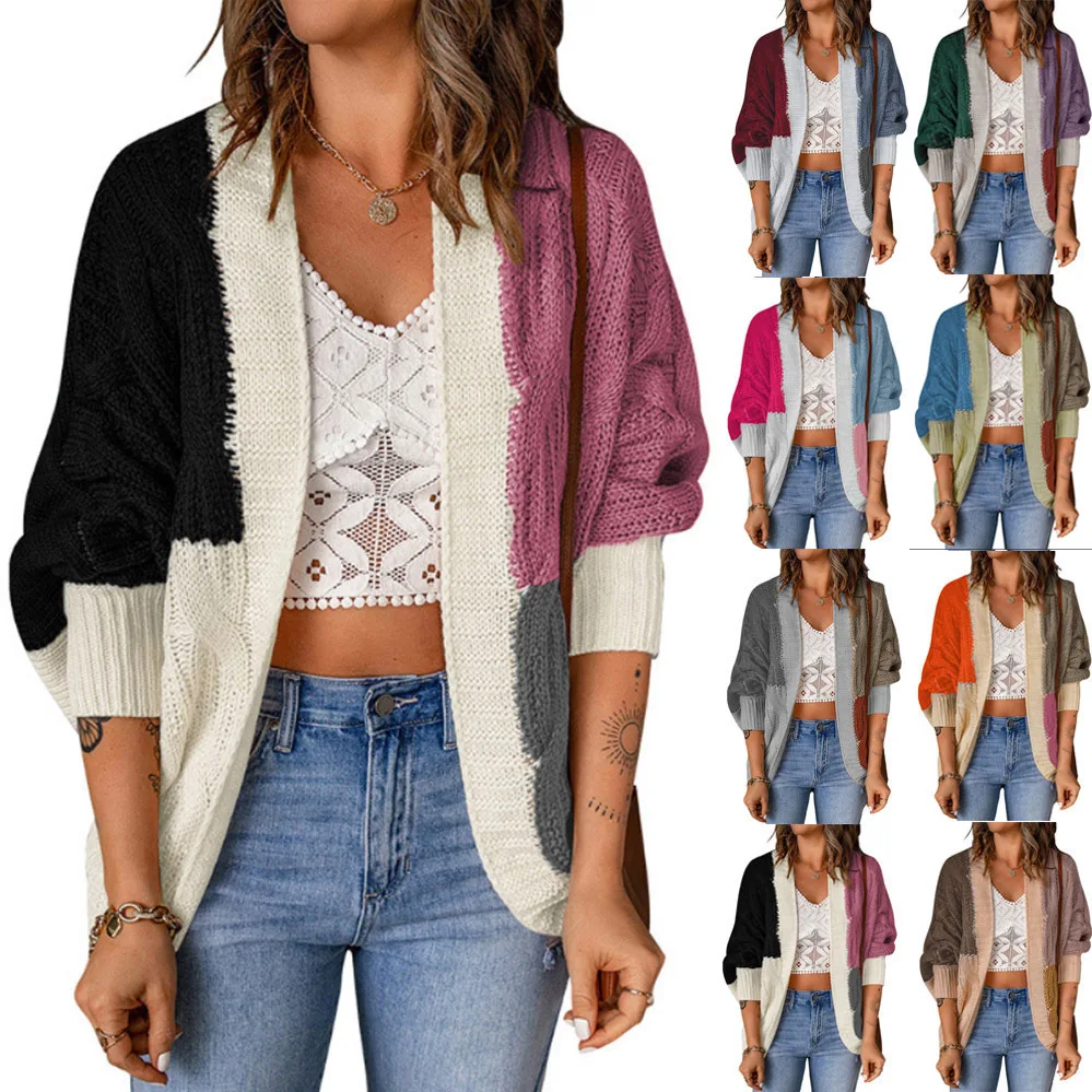 2022 Women's Color Contrast Shawl Autumn and Winter New Color Contrast Knitted Cardigan Sweater Female Lady Casual Coats
2022 Women's Color Contrast Shawl Autumn and Winter New Color Contrast Knitted Cardigan Sweater Female Lady Casual Coats
