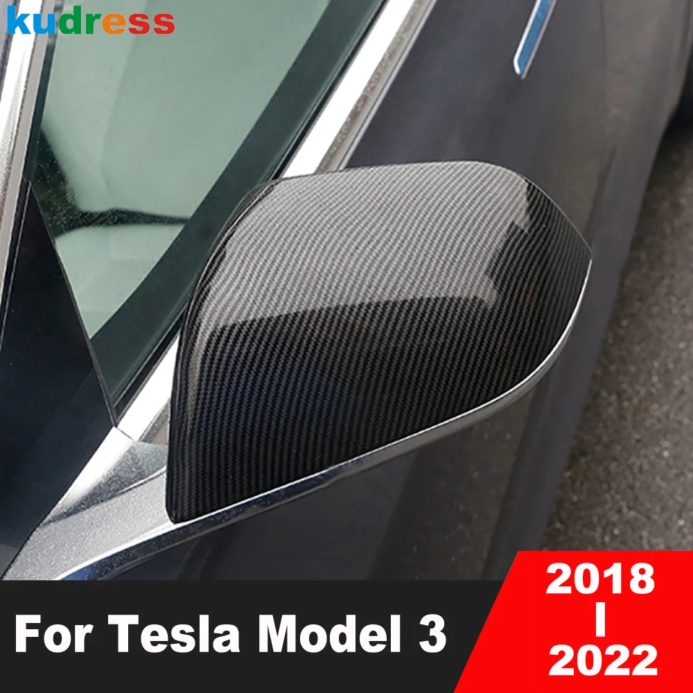 

For Tesla Model 3 2018 2019 2020 2021 2022 Carbon Fiber Rearview Mirror Cover Trim Side Wing Mirrors Cap Overlay Car Accessories