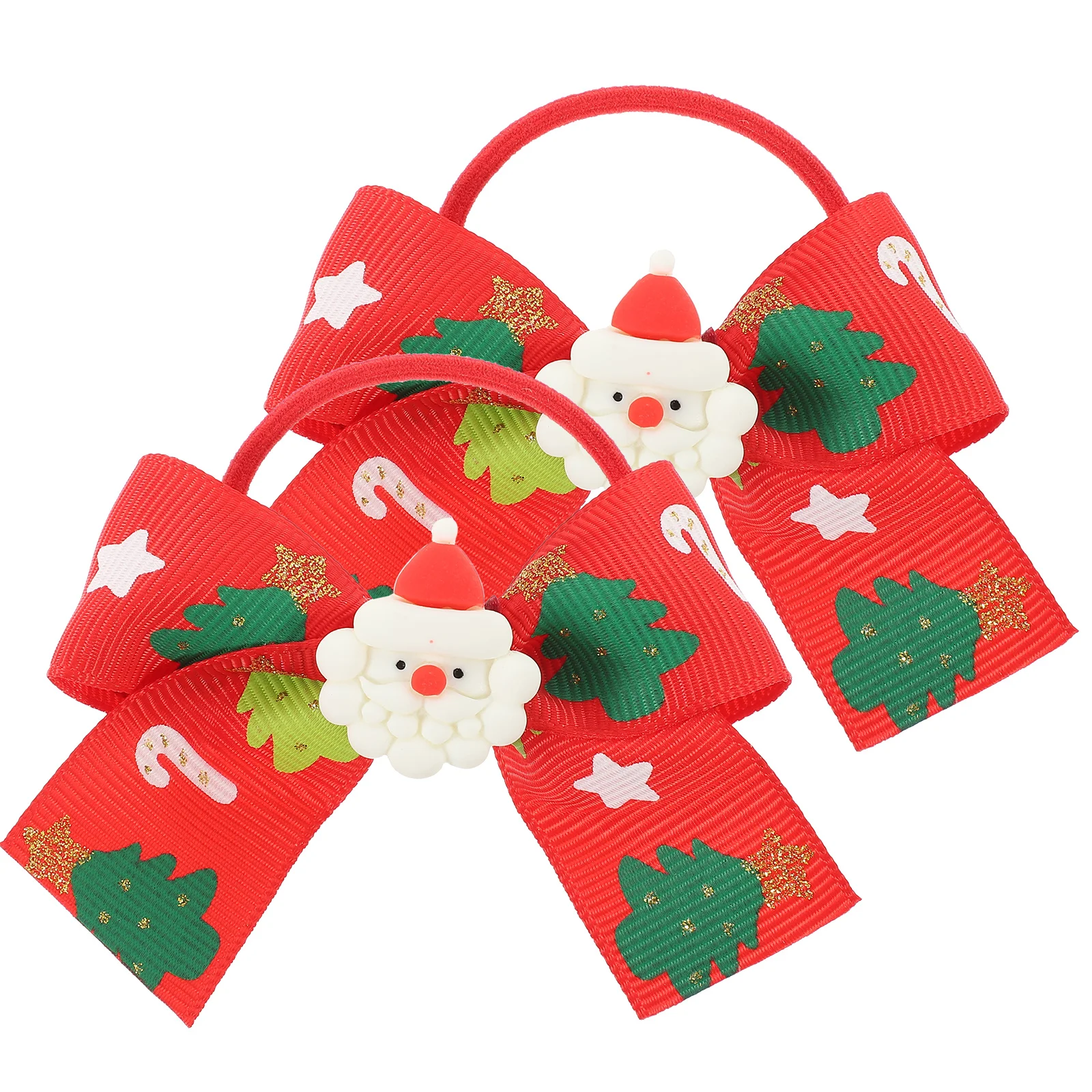 

2pcs Christmas Hair Ties Bows Hair Scrunchies Ponytail Hair Rings Hair Elastic Bands