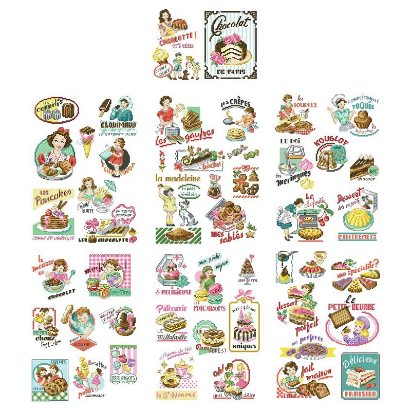 

Amishop Top Quality Counted Cross Stitch Kit I Love Delicious Food, Desserts, Cakes, Chocolate, and More DIY Embroidery LBP