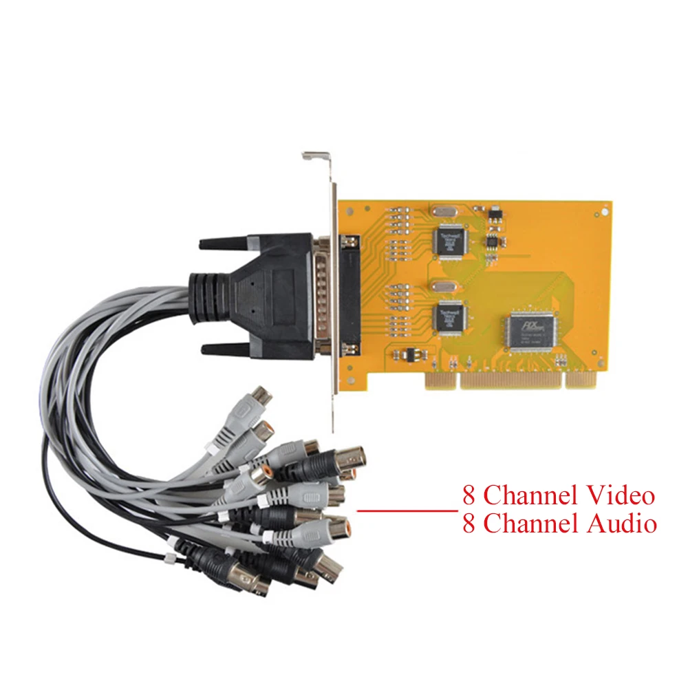 

8 Channel Video Card Acquisition Card For Analog Monitoring Win XP 7 BNC PCI PAL NTSC 960H D1 Video Audio Recorder Cards