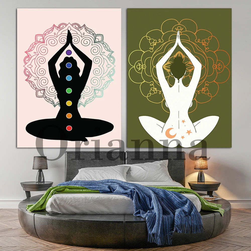 

Chakra Mandala Meditation Print | Spiritual Wall Art For Bedroom Living Room Seven Chakra Yoga Poster Sun Mandala Meditation Art