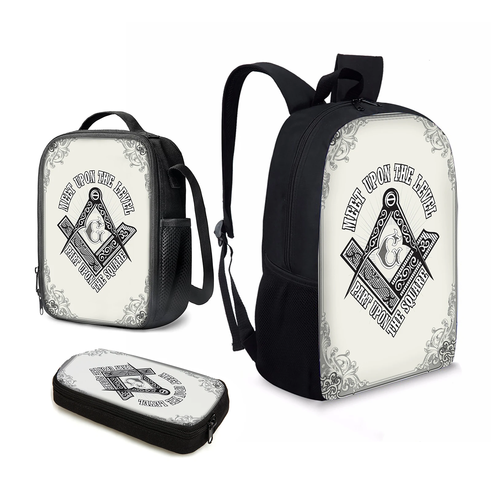 YIKELUO Fashion Gray Masonic Square Compasses Zippered Casual Travel Backpack Youth Laptop Knapsack Student Insulated Lunch Bag
YIKELUO Fashion Gray Masonic Square Compasses Zippered Casual Travel Backpack Youth Laptop Knapsack Student Insulated Lunch Bag
