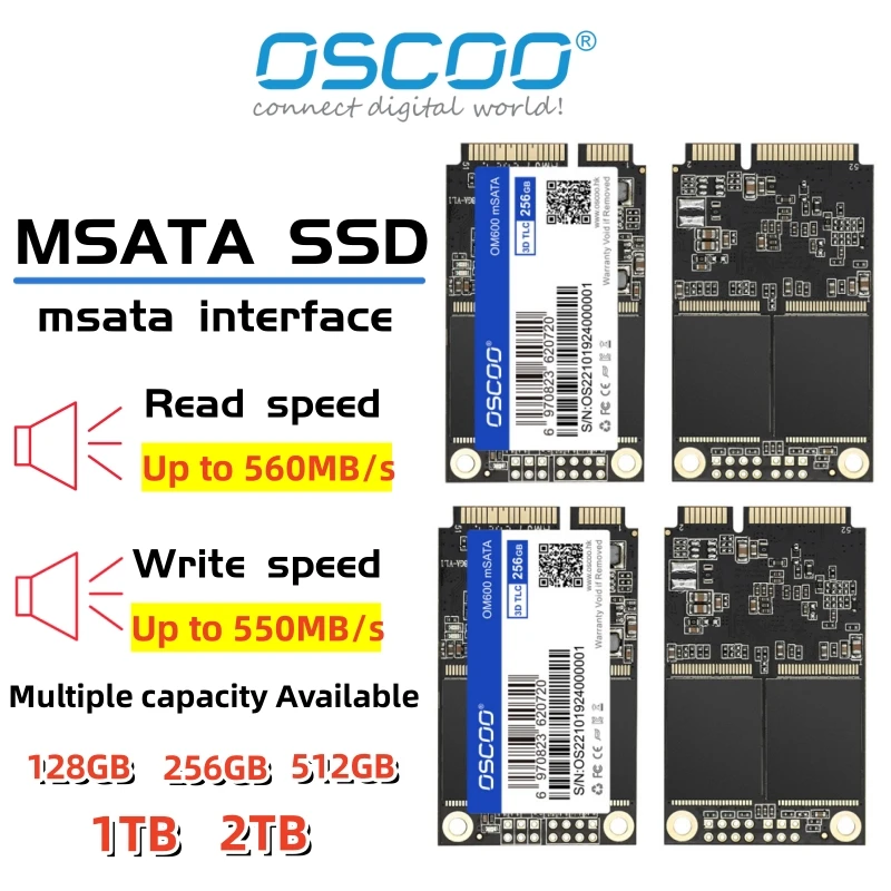 

OSCOO MSATA SSD 3050MM 128GB 256GB 512GB 1TB 2TB HDD for Computer 3x5cm Internal Solid State Hard Drive for HP Laptop