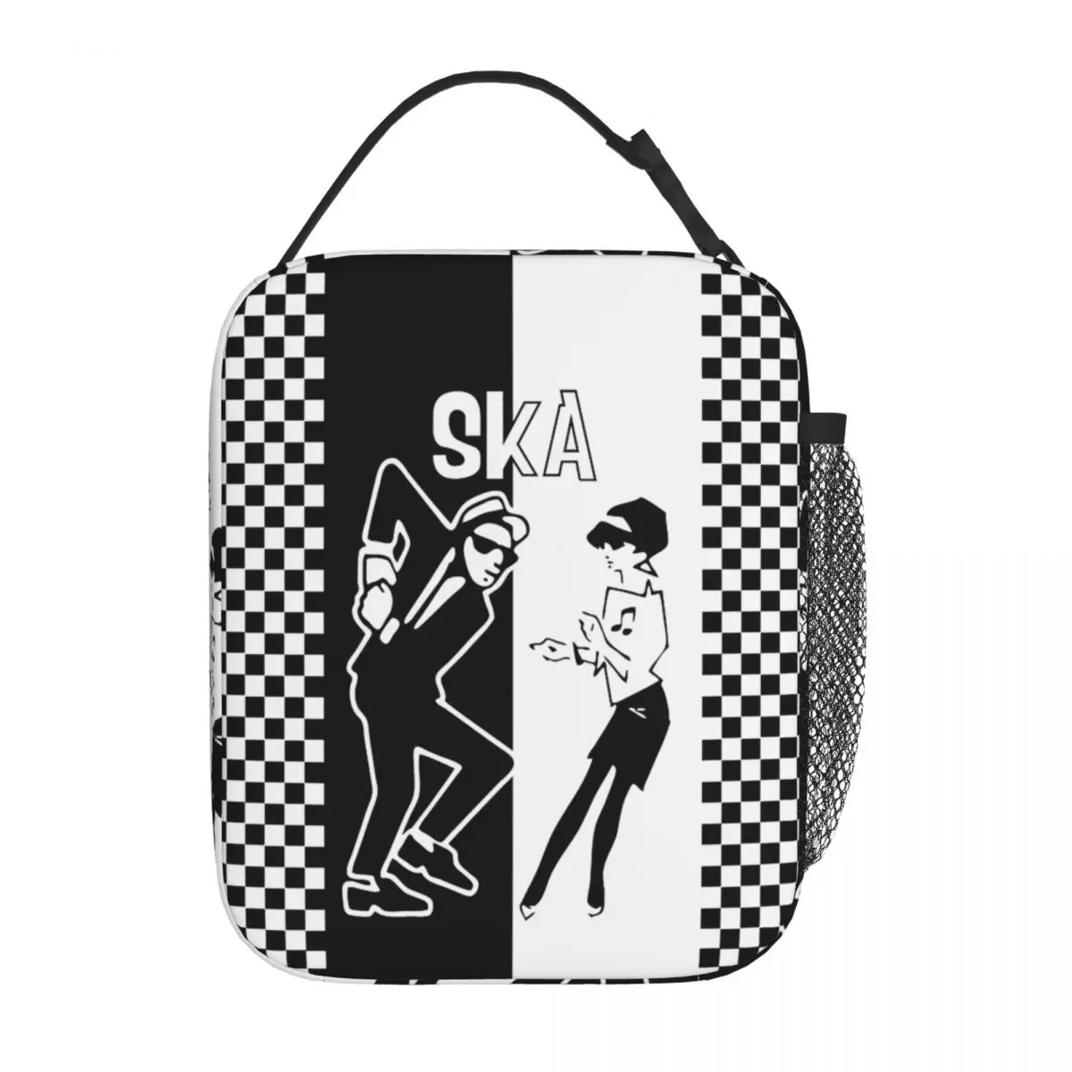 

Punk Rock 2 Tone Music Ska Skank Dance Insulated Lunch BagTwo Tone Checkered Storage Food Box Portable Thermal Cooler Lunch Box