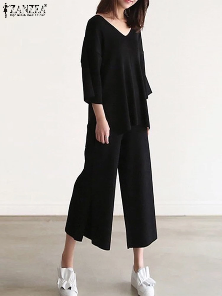 ZANZEA 2023 Autumn Casual Loose Outfits Fashion V-neck Tops Tracksuits Women Solid Pant Sets Vintage Split Cropped Trouser Suit
ZANZEA 2023 Autumn Casual Loose Outfits Fashion V-neck Tops Tracksuits Women Solid Pant Sets Vintage Split Cropped Trouser Suit