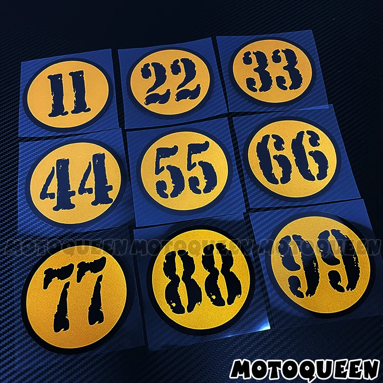 

Racing Number 11 22 33 44 55 66 77 88 99 in Circle For Motogp Motorcycle Helmet Motorbike Decal Fuel Tank Side Cover Stickers