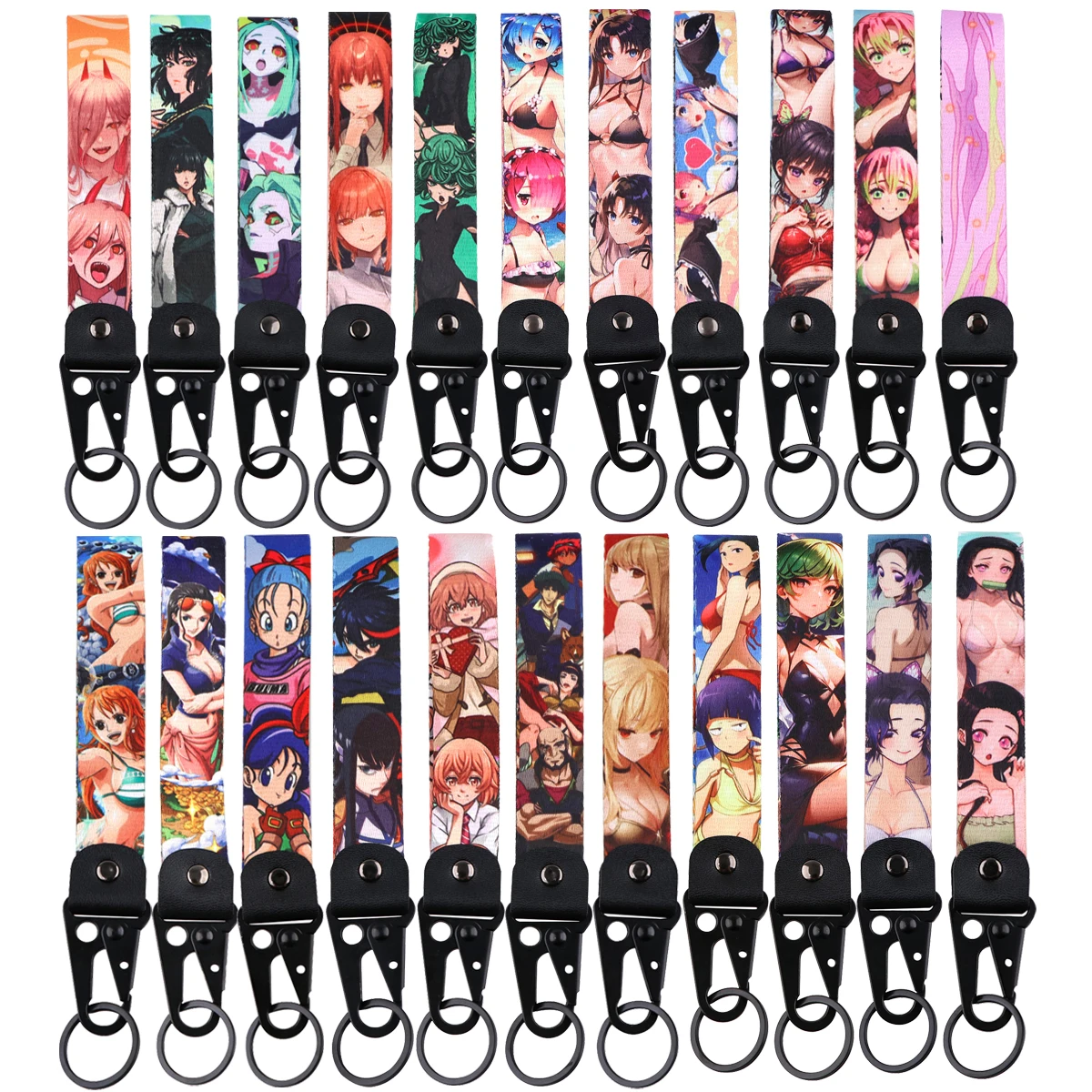 

Car Keychain Key Ring Short Lanyard Tags Japanese Anime Girl Key Holder Motorcycle Accessories Key Pendant