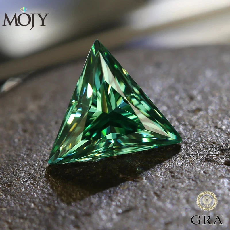 

Камень MOJY с муассанитом Женский, свободный камень зеленого цвета с треугольной огранкой, драгоценные камни 0,3 ~ карат, хороший ювелирный материал с сертификатом GRA