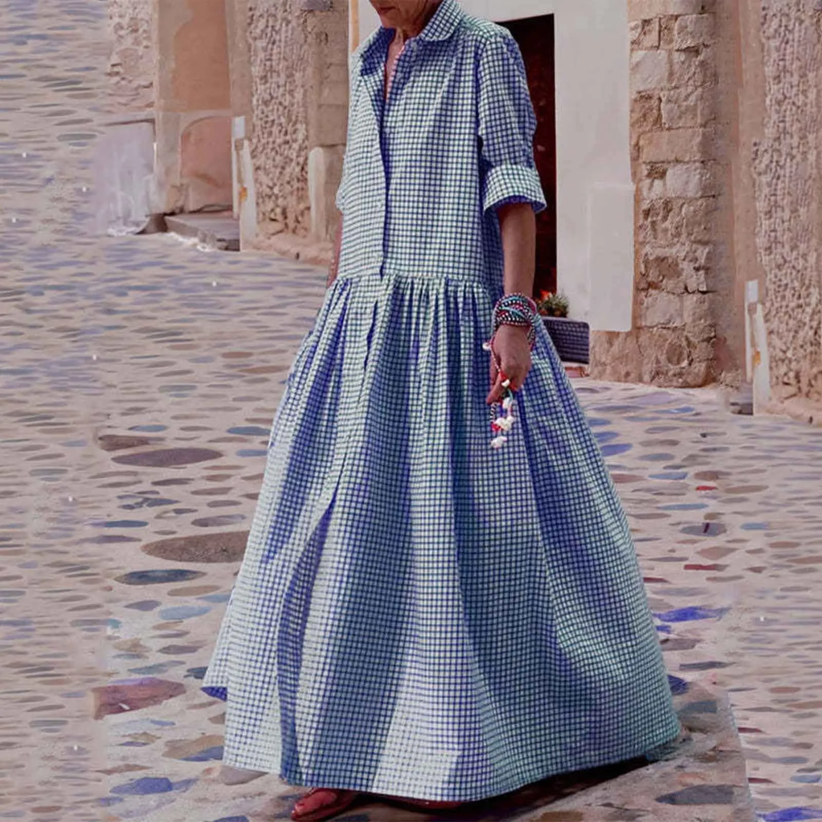 Women Fashion And Elegant Casual Plaid Long Loose Lapel Long Sleeve Dress oversize maxi summer holiday check vestidos sundress
Women Fashion And Elegant Casual Plaid Long Loose Lapel Long Sleeve Dress oversize maxi summer holiday check vestidos sundress