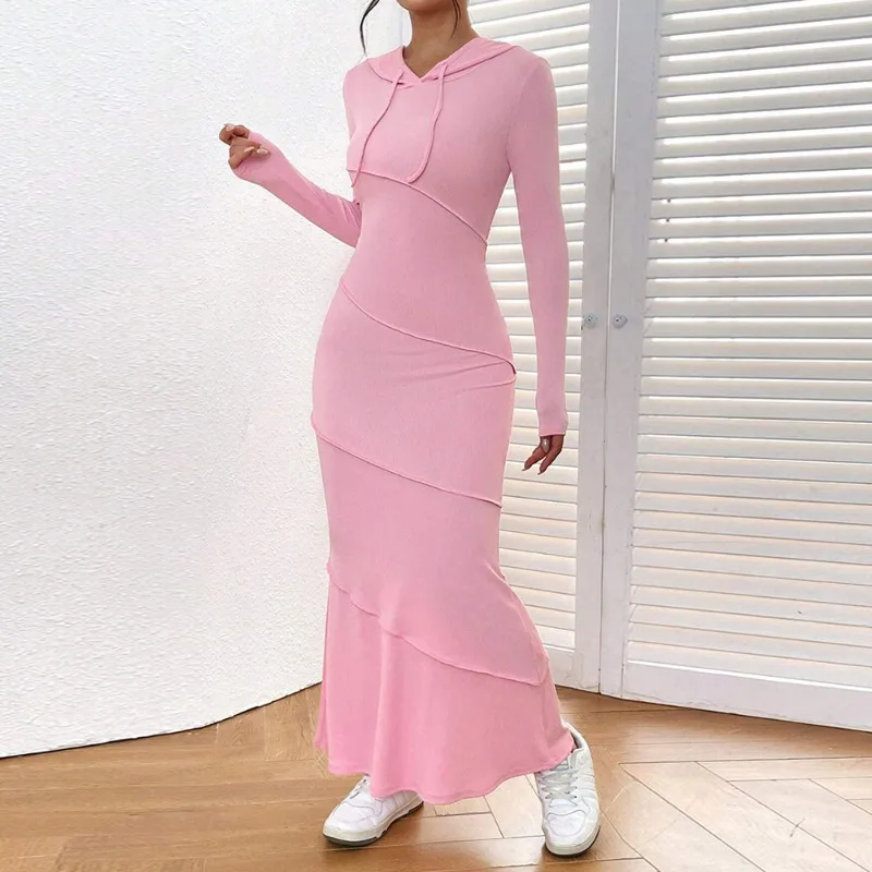 Women's Pink Slim Wrap Hip Hooded Mermaid Dress, Casual Fashion, Long Sleeve, Autumn, Winter, New, 2024
Women's Pink Slim Wrap Hip Hooded Mermaid Dress, Casual Fashion, Long Sleeve, Autumn, Winter, New, 2024