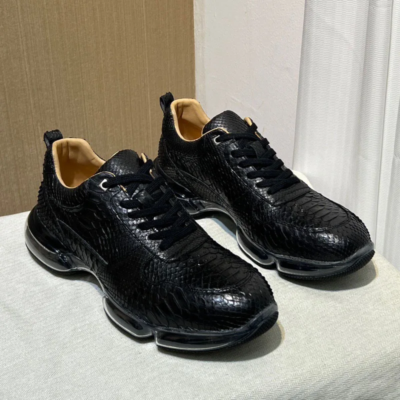 New Python skin sneakers for men casual with real python skin lace-up black trend wear shoes
New Python skin sneakers for men casual with real python skin lace-up black trend wear shoes