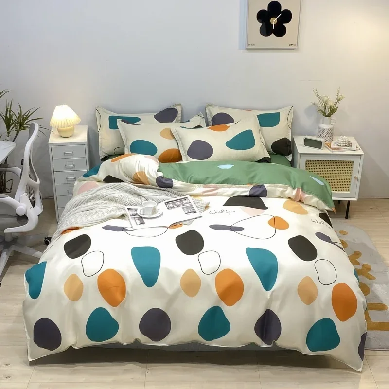

Solstice Home Textile Geometric Dots Duvet Cover Pillowcase Flat Bed Sheet Adult Teen Woman Girl Bedding Linen Set Bedclothes