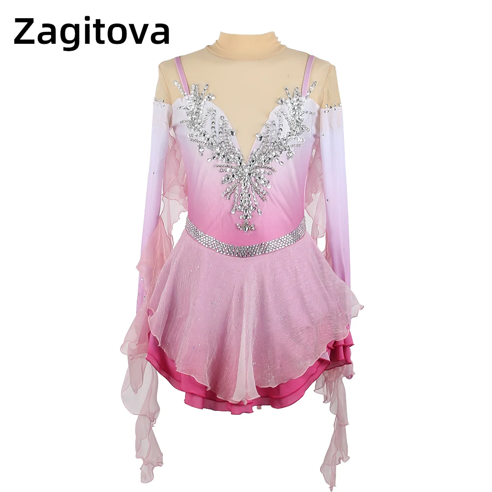 Custom Figure Skating Dress Light Pink Long Sleeved For Women And Girls Ice Skating Clothes Floating Sleeves With Rhinestones
Custom Figure Skating Dress Light Pink Long Sleeved For Women And Girls Ice Skating Clothes Floating Sleeves With Rhinestones