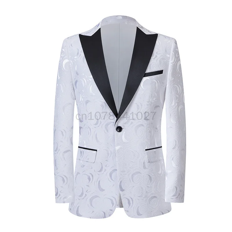 Men Suit Coat Rose Pattern Bright Jacquard Fabric Contrast Color Collar Party Luxury Design Causal Fashion Slim Fit Men Blazer
Men Suit Coat Rose Pattern Bright Jacquard Fabric Contrast Color Collar Party Luxury Design Causal Fashion Slim Fit Men Blazer