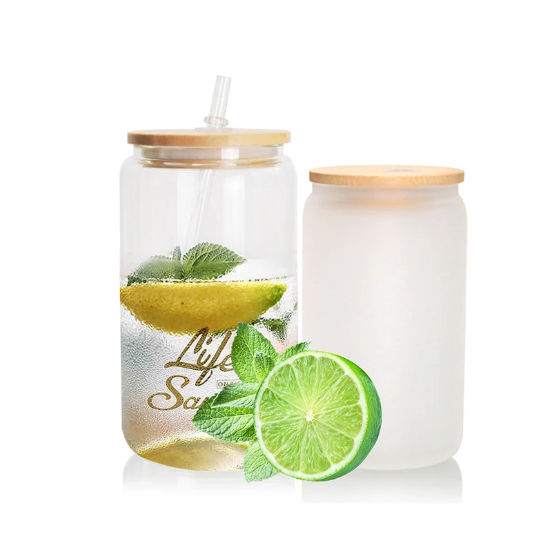 Sublimation 16oz Clear Glass Tumbler Juice Can Personalized Coffee Mug with Bamboo Lid Plastic Straw Cup Frosted Water Cup
Sublimation 16oz Clear Glass Tumbler Juice Can Personalized Coffee Mug with Bamboo Lid Plastic Straw Cup Frosted Water Cup