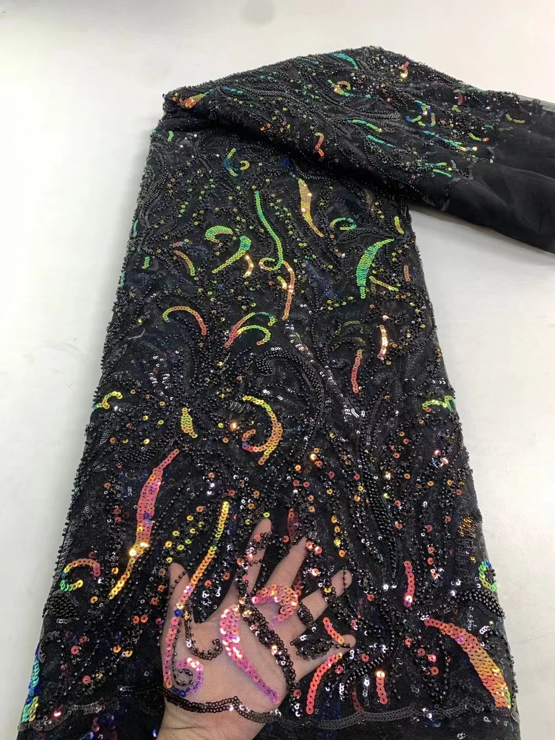 Black French Luxury Beaded Tulle Lace Fabric African Heavy Handmade Sequins Embroiderey Lace Fabric Nigerian For Wedding Dresses
Black French Luxury Beaded Tulle Lace Fabric African Heavy Handmade Sequins Embroiderey Lace Fabric Nigerian For Wedding Dresses