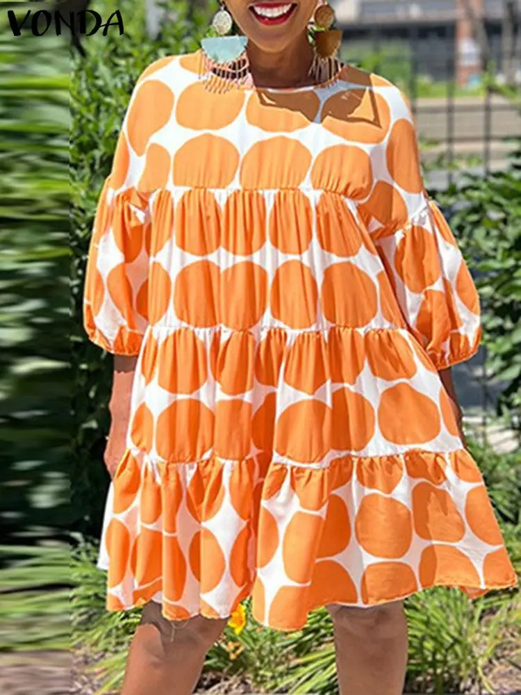 VONDA Women Dot Point Bohemian Ruffled Dress Sexy Mini Sundress 2024 Summer 3/4 Lantern Sleeve Casual Loose Party Vestidos Robe
VONDA Women Dot Point Bohemian Ruffled Dress Sexy Mini Sundress 2024 Summer 3/4 Lantern Sleeve Casual Loose Party Vestidos Robe