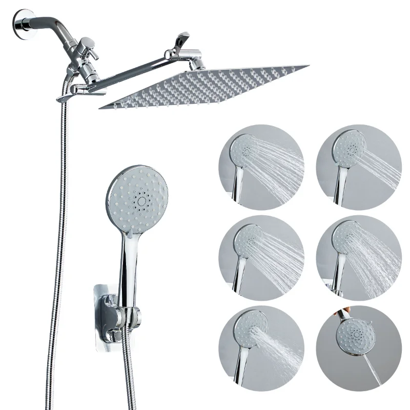 

8/10 Inch Luxury Bathroom Rain Shower Set with Handheld Showerhead Bathroom Shower Faucet Concealed High Pressure Shower System