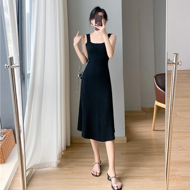 2024 Spring New Style Bottoming Vest Long Skirt Square Neck A-Line Sling Knitted Dress Women
2024 Spring New Style Bottoming Vest Long Skirt Square Neck A-Line Sling Knitted Dress Women