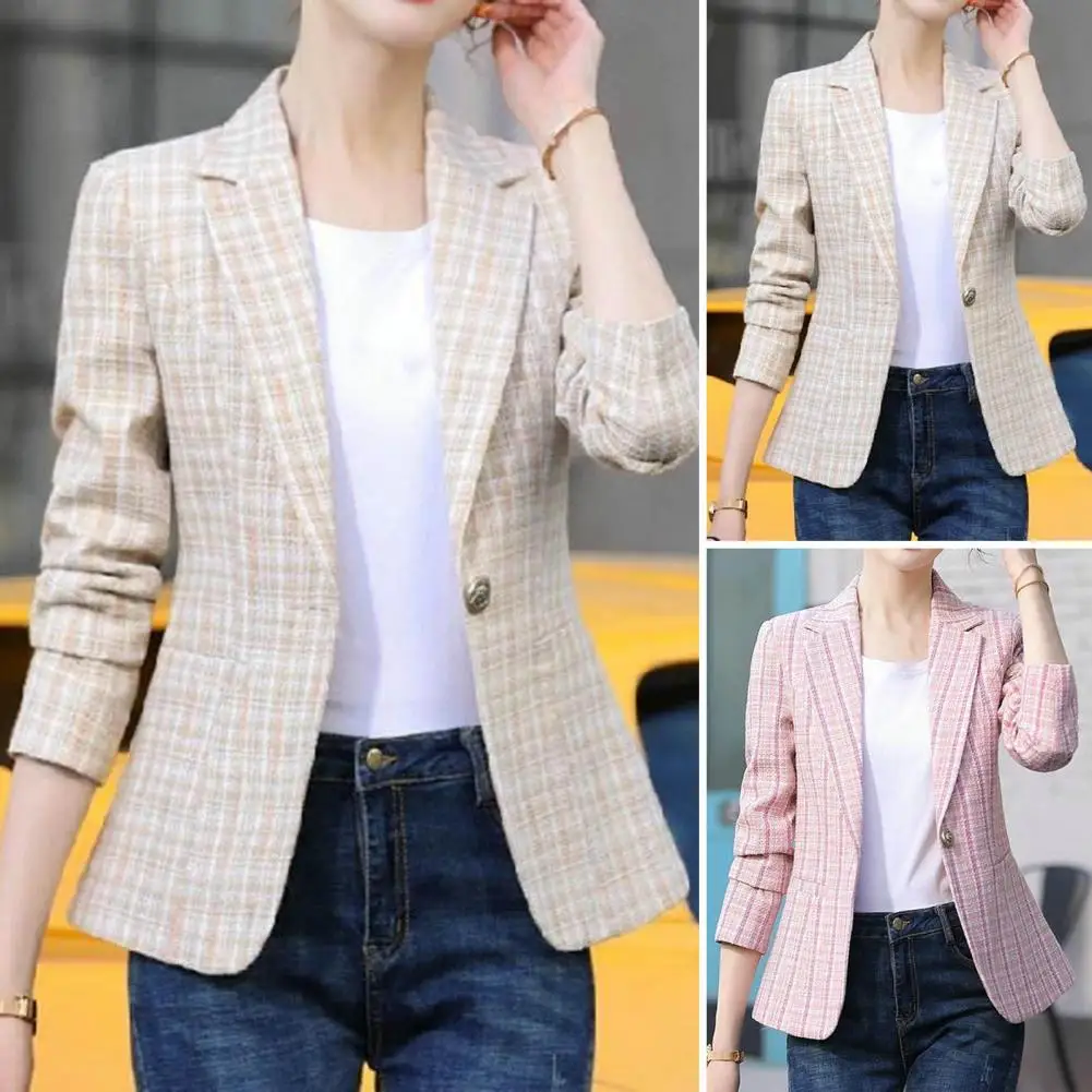 Lady Coat Single Button Women Blazer Long Sleeves Lapel Slim Fit Women Blazer Chic Anti-wrinkle Autumn Coat for Work
Lady Coat Single Button Women Blazer Long Sleeves Lapel Slim Fit Women Blazer Chic Anti-wrinkle Autumn Coat for Work