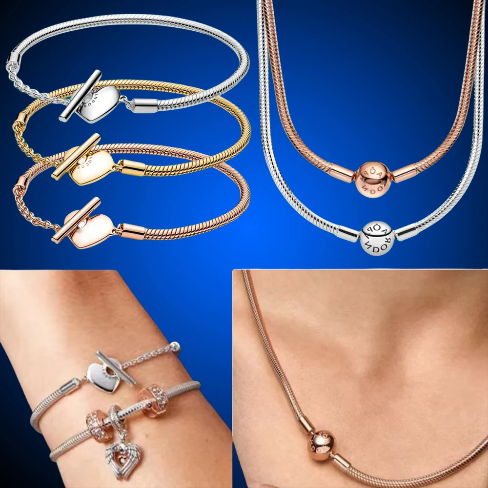 

Женский браслет с Т-образной пряжкой в форме сердца, ювелирные изделия из серебра 925 пробы, неподвластные, подходит для оригинальных аксессуаров Pandora DIY